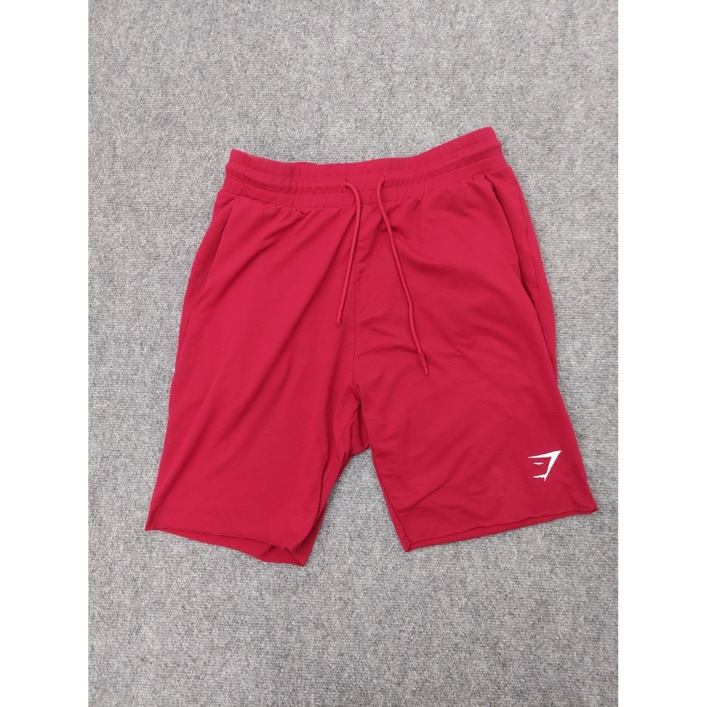 Gymshark Shorts Mens Large Red Gym Athletic Workout Fleece Drawstring Logo